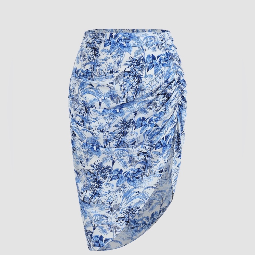 Cider Blue and White Patterned Skirt
